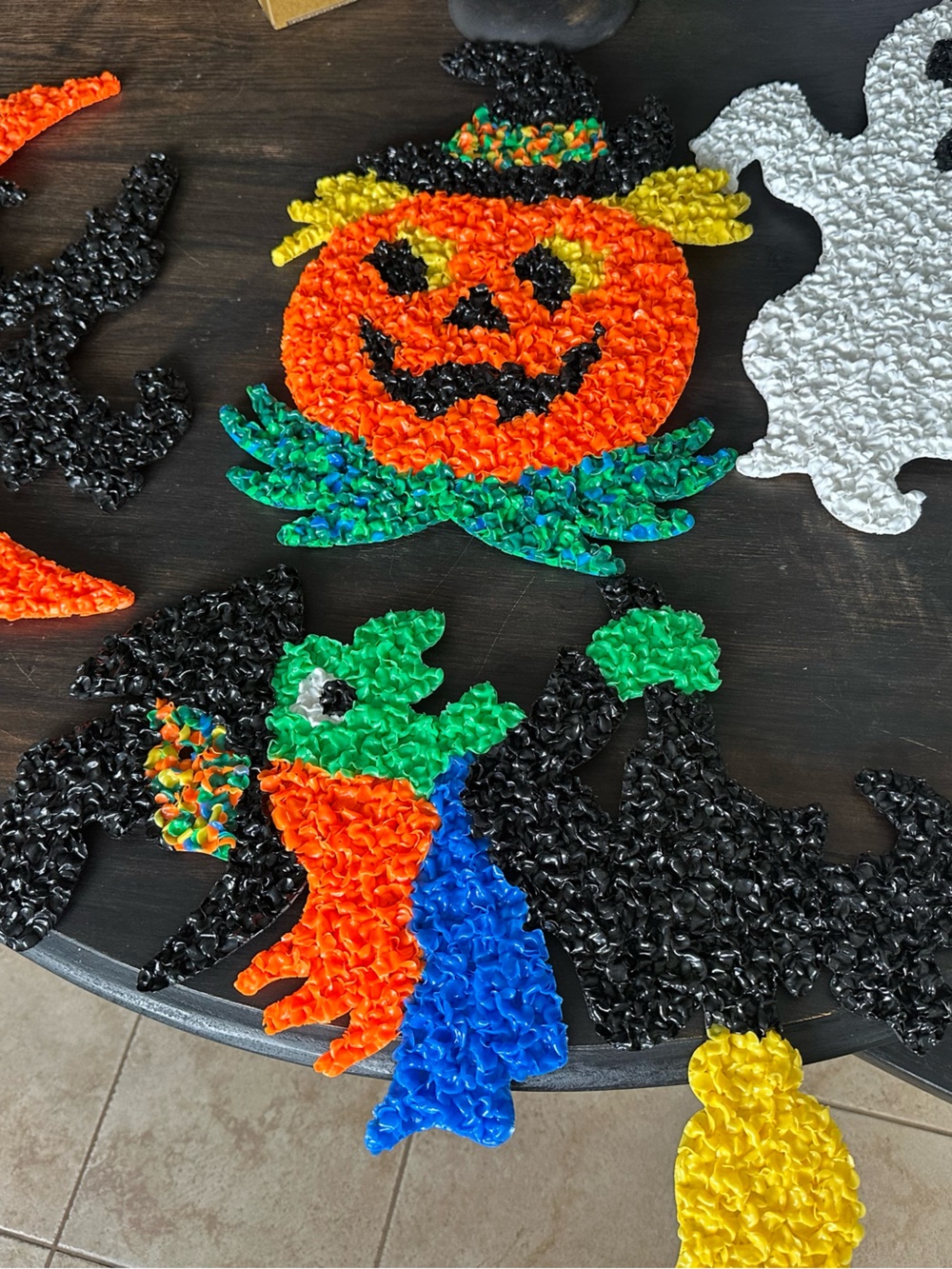 Vintage lot of 4 Halloween popcorn plastic decor ghost witch jack o lantern